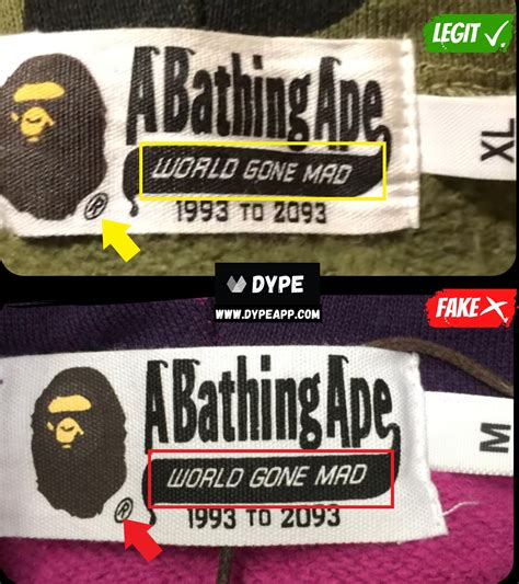 fake vs real bape shoes|real bape hoodie tag.